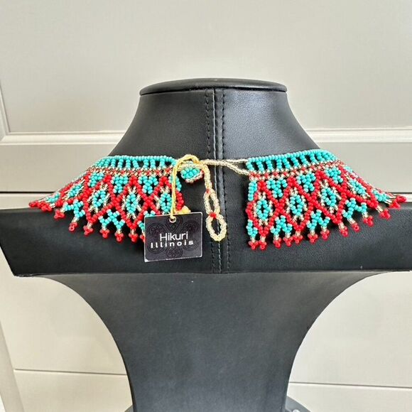 NWT Hikuri Illinois Huichol Necklace Earring Bracelet Set - Seed bead - Picture 9 of 11